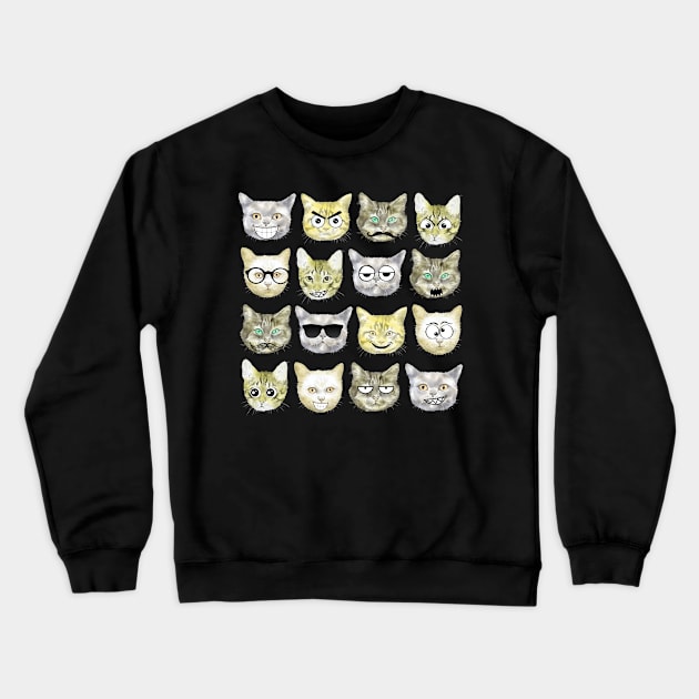 Funny cat faces Crewneck Sweatshirt by Nano-none